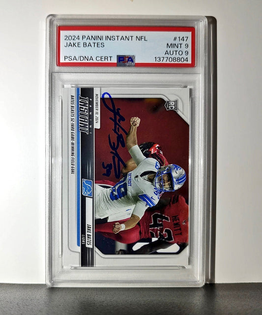 Jake Bates Rookie 2024 Panini NFL #147 Detroit Lions PSA 9 Auto 9
