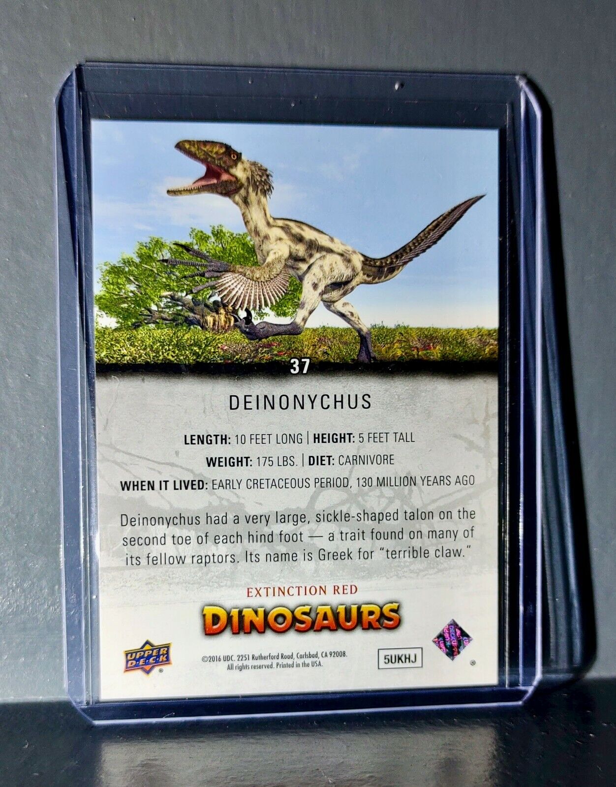 2015 Upper Deck Dinosaurs Deinonychus Extinction Red Parallel #37 Card