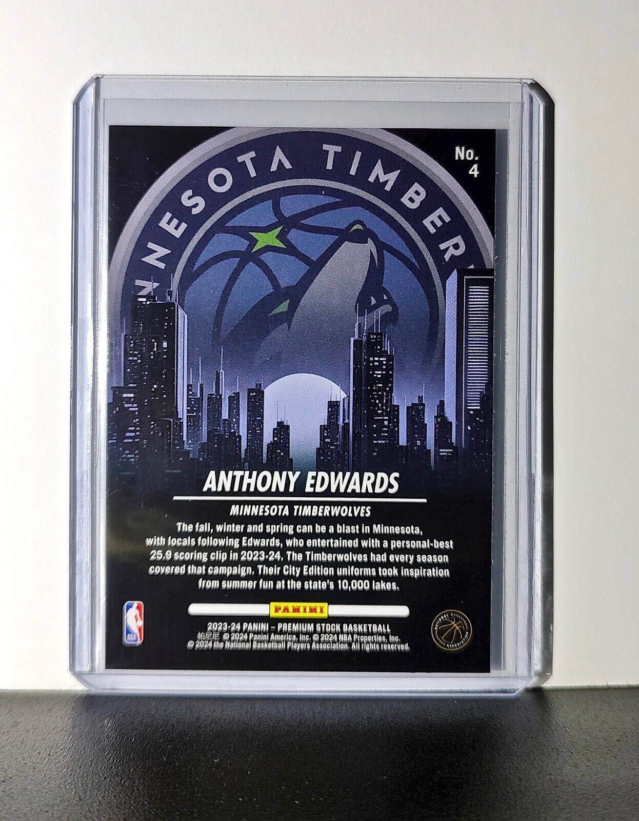 Anthony Edwards 2023-24 Panini Premium Stock NBA Hoops City Edition #4 Card