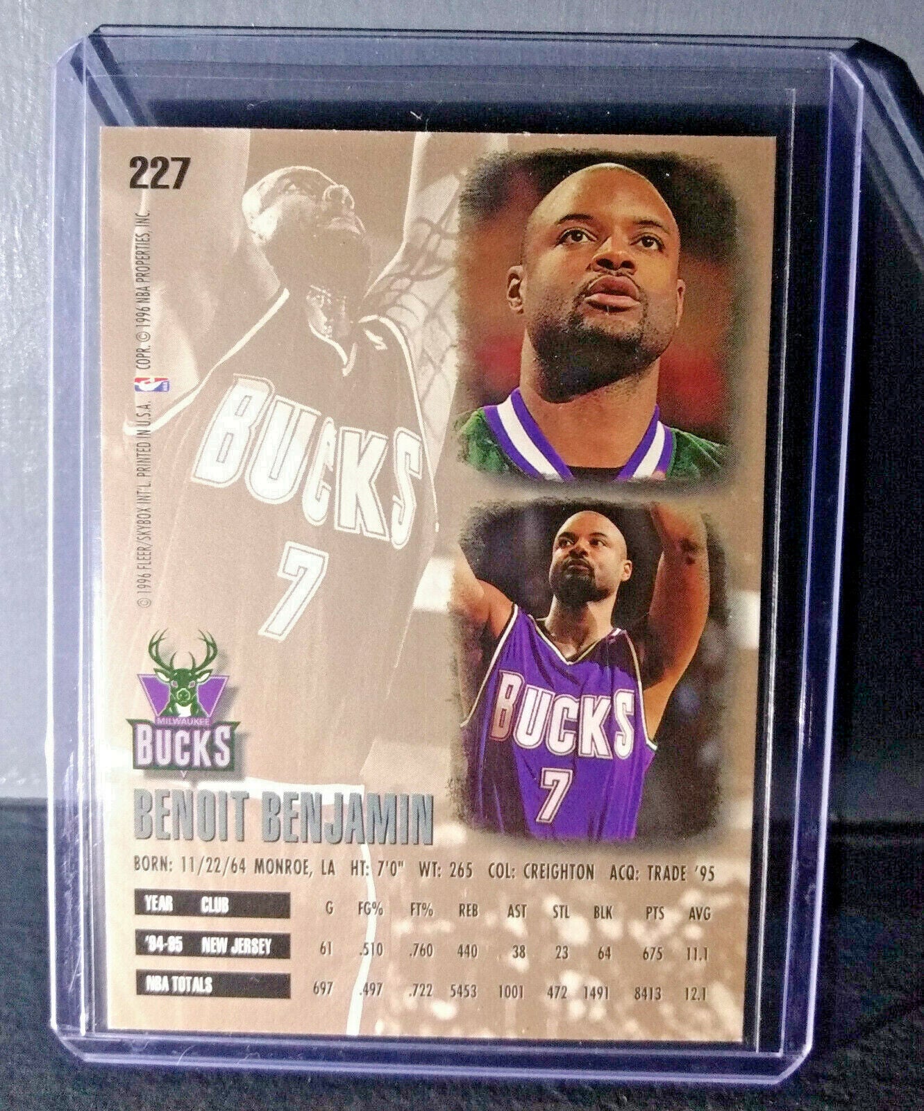 1995-96 Benoit Benjamin #227 Basketball Card
