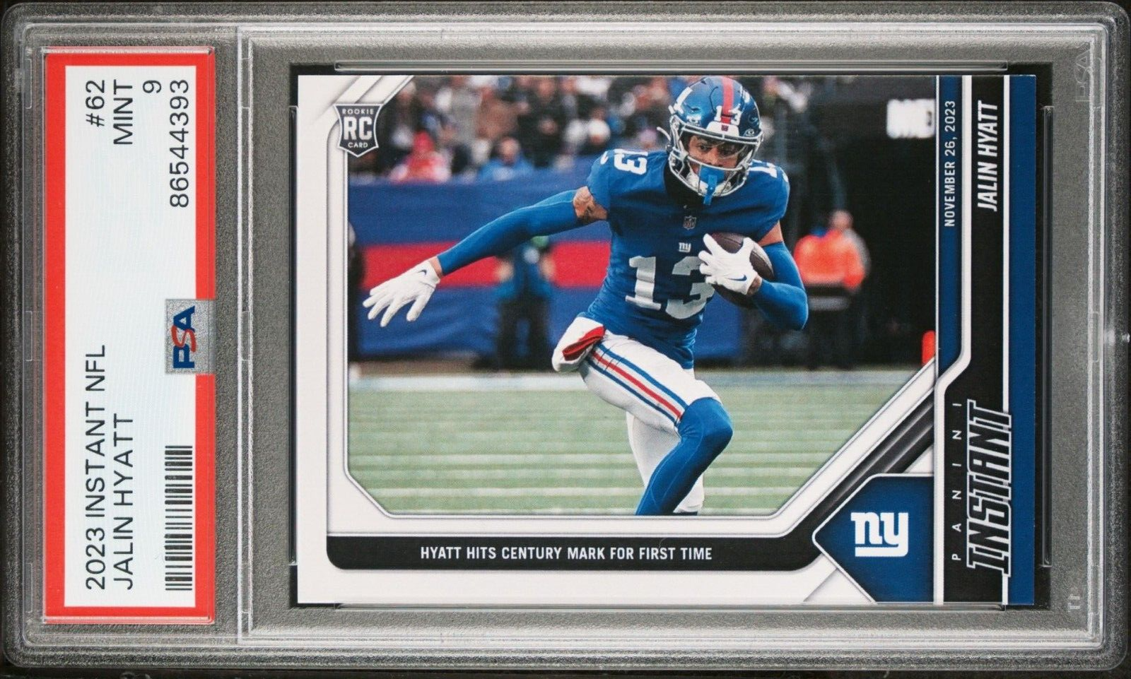 Jalin Hyatt 2023 Panini NFL Rookie Football #62 Card 1 of 67 Giants PSA 9 Mint