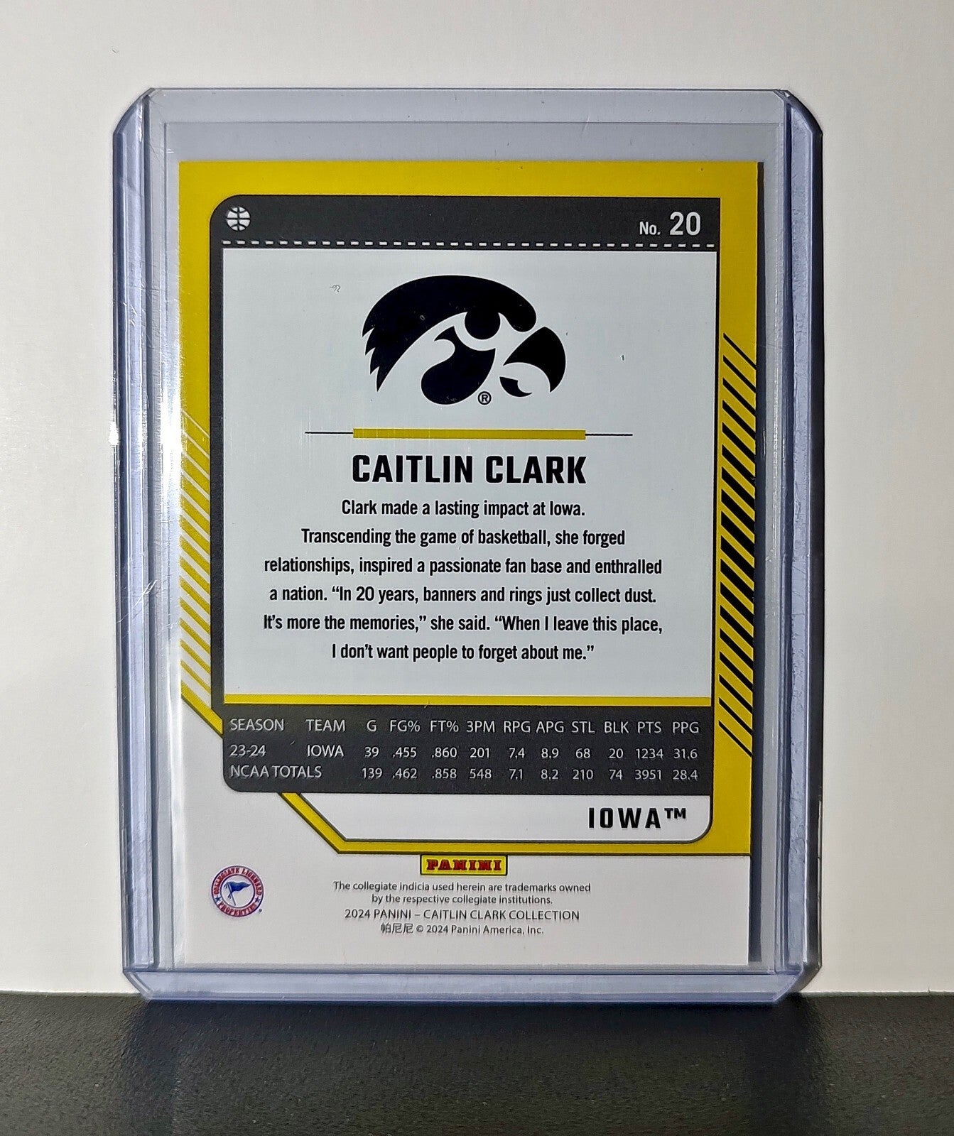 Caitlin Clark 2024 Silver Foil Panini Donruss #20 Basketball Card Iowa Hawkeyes