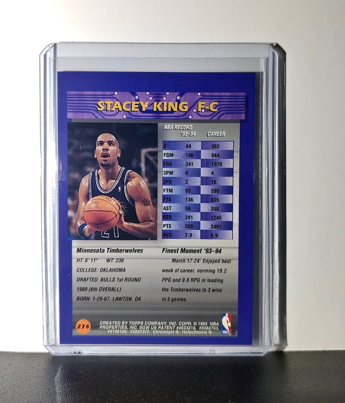 Stacey King 1994-95 Topps Finest #274 Basketball Card