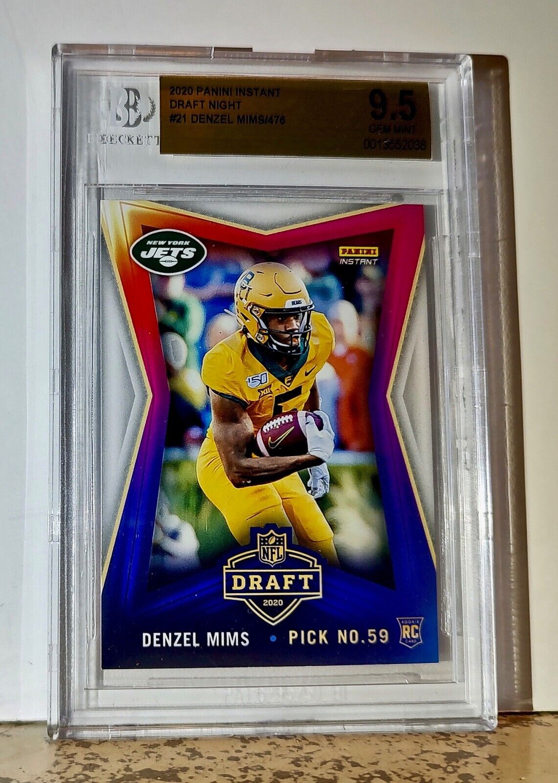 Denzel Mims 2020 Panini NFL #21 Draft Night Rookie 1 of 476 BGS 9.5 Gem Jets