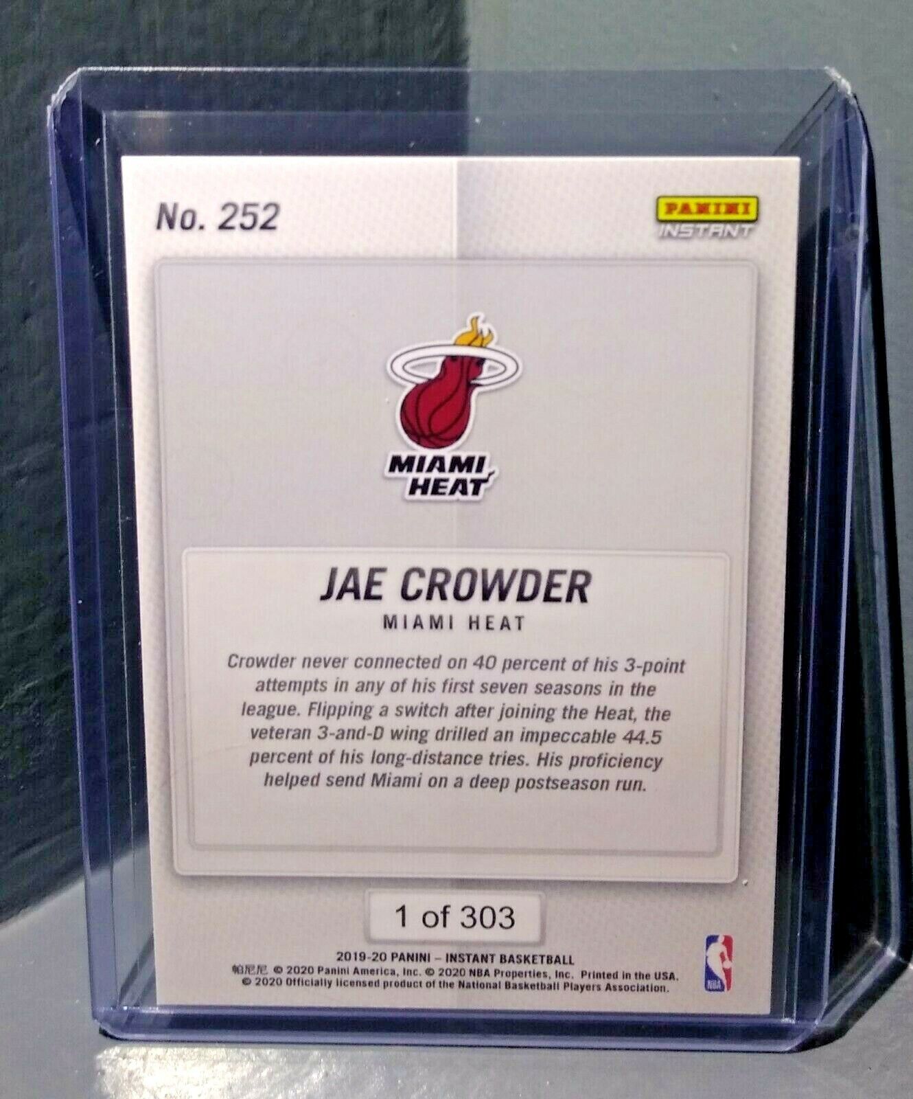 Jae Crowder 2019-2020 Panini NBA Instant Heat #252 Basketball Card 1 of 303