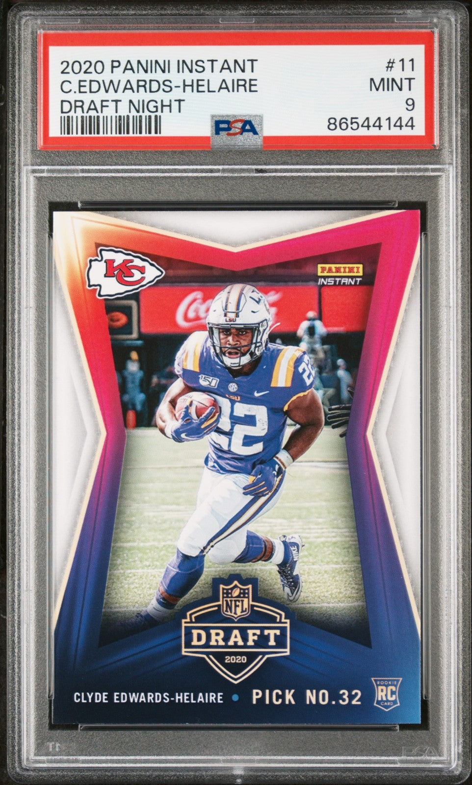 Clyde Edwards-Helaire 2020 Panini #11 Draft Rookie 1 of 1065 PSA 9 Card Chiefs