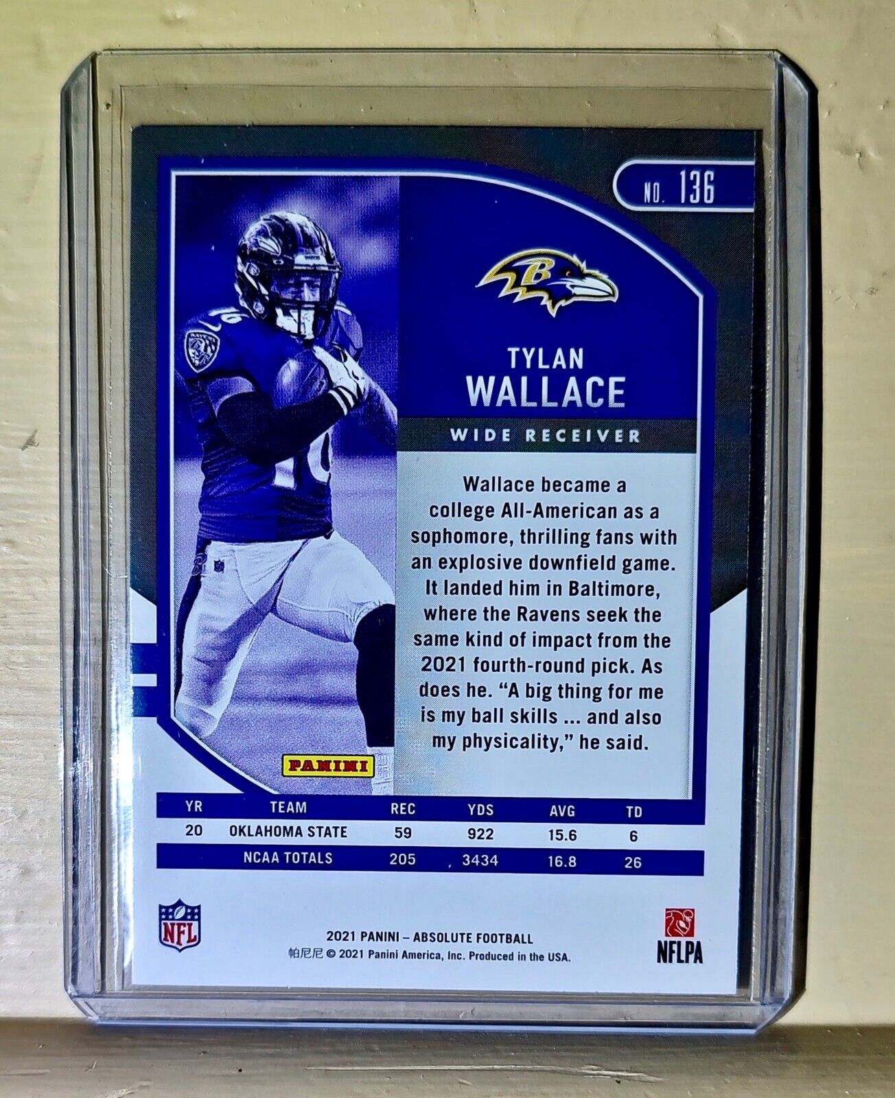 Tylan Wallace 2021 Panini NFL Absolute Rookie Football #136 Card