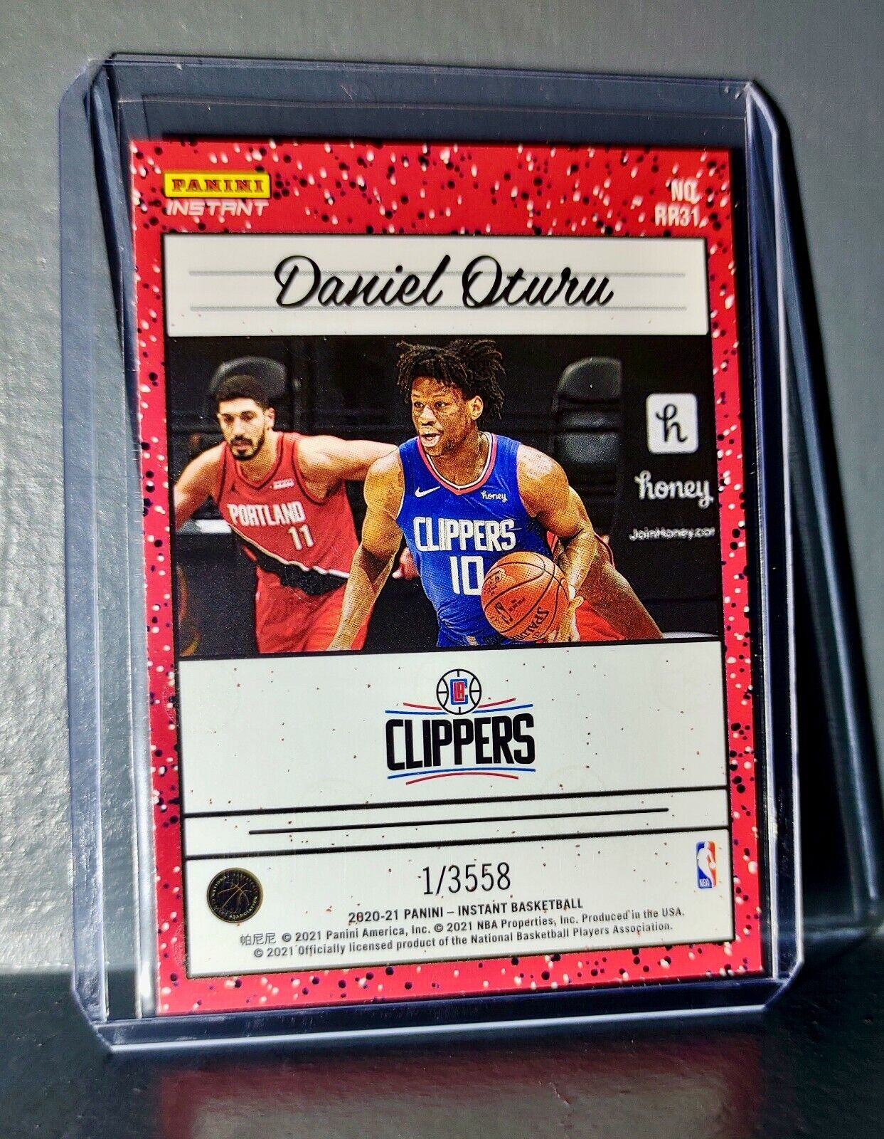 Daniel Oturu 2020-2021 Panini NBA Instant #31 Rated Rookie Retro Card 1/3558