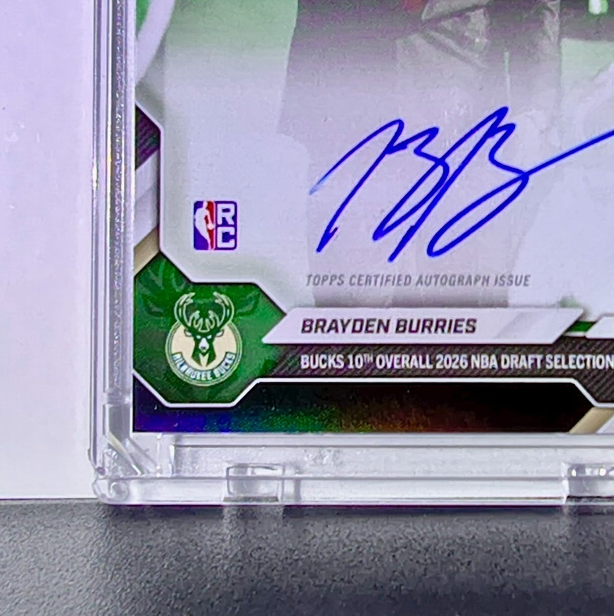 Brayden Burries 2026 Rookie NBA Topps Draft #BBUR-A Autograph Card Bucks 01/10