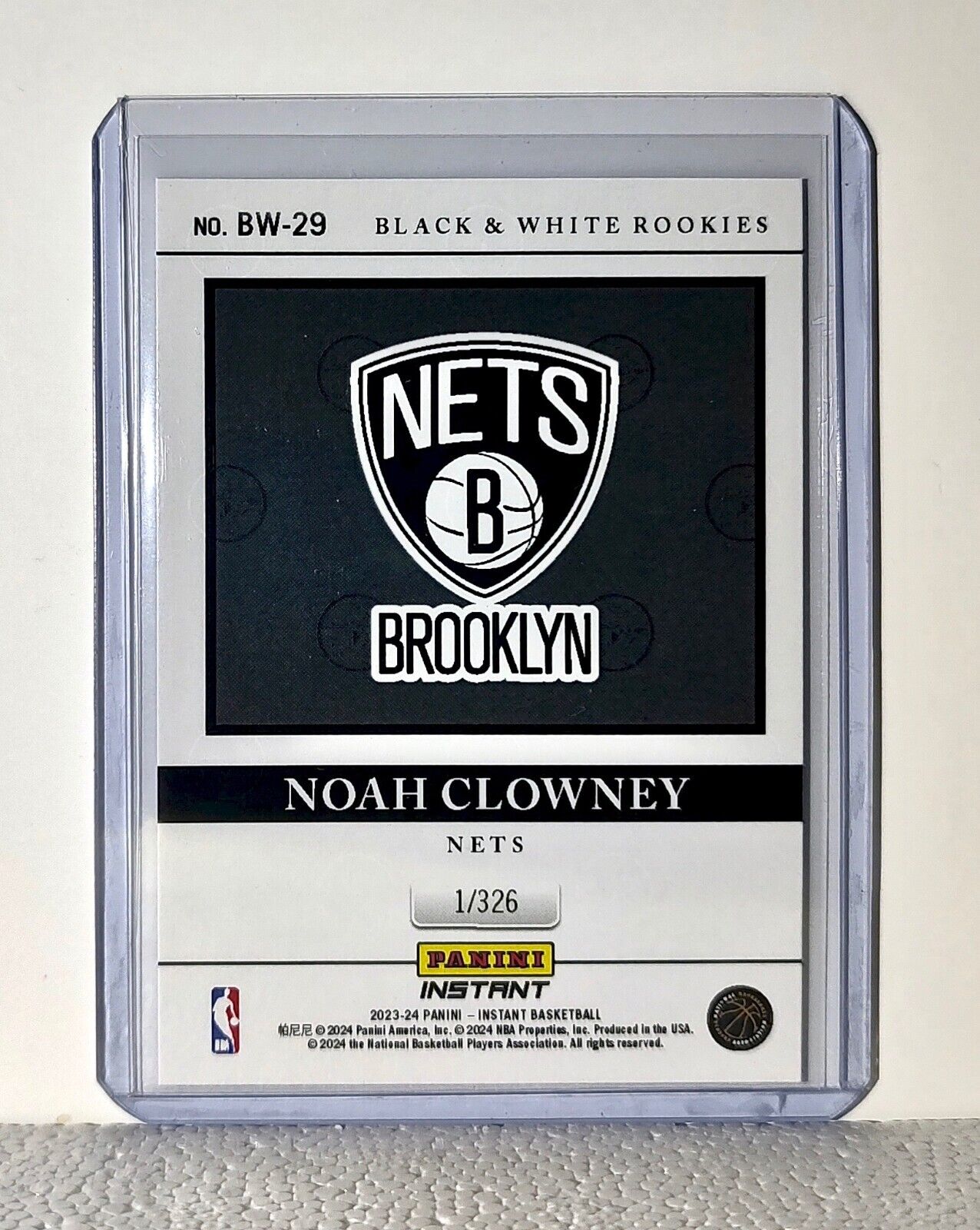 Noah Clowney 2023-24 Panini NBA #29 Black and White Rookies Card 1/326