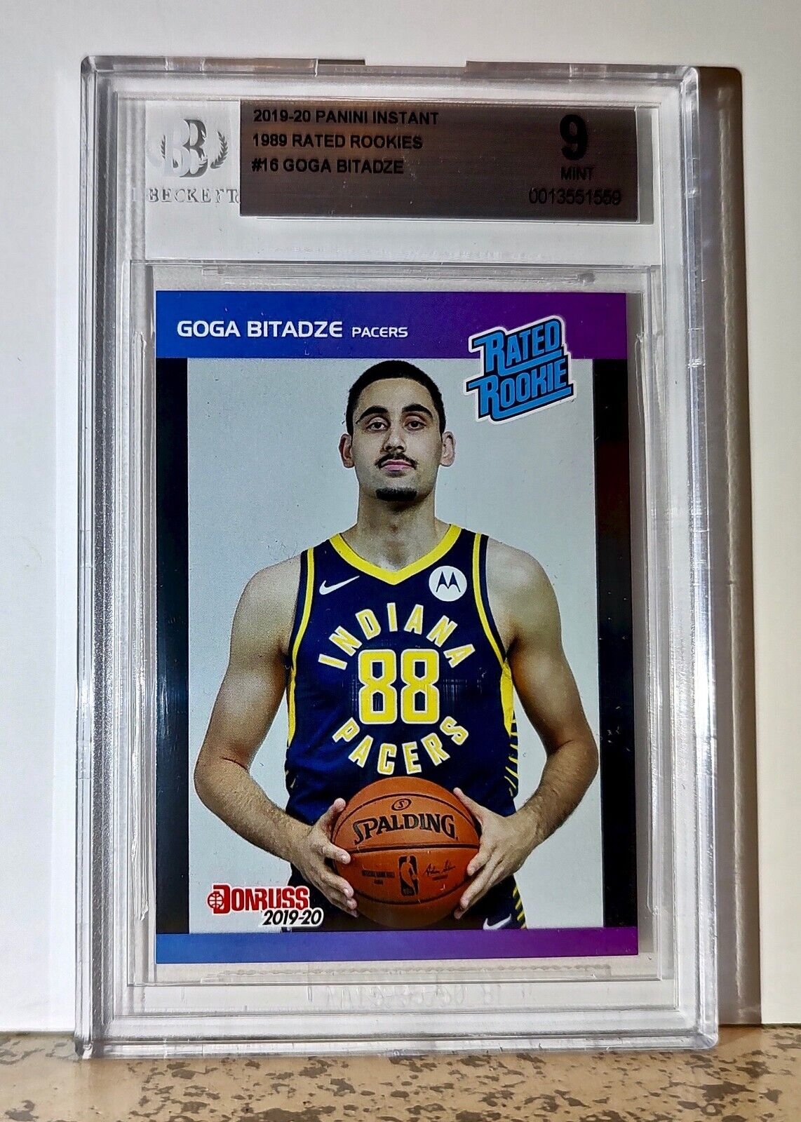 Goga Bitadze 2019-20 Panini NBA #16 1989 Rated Rookies 1/3431 BGS 9 Mint Pacers