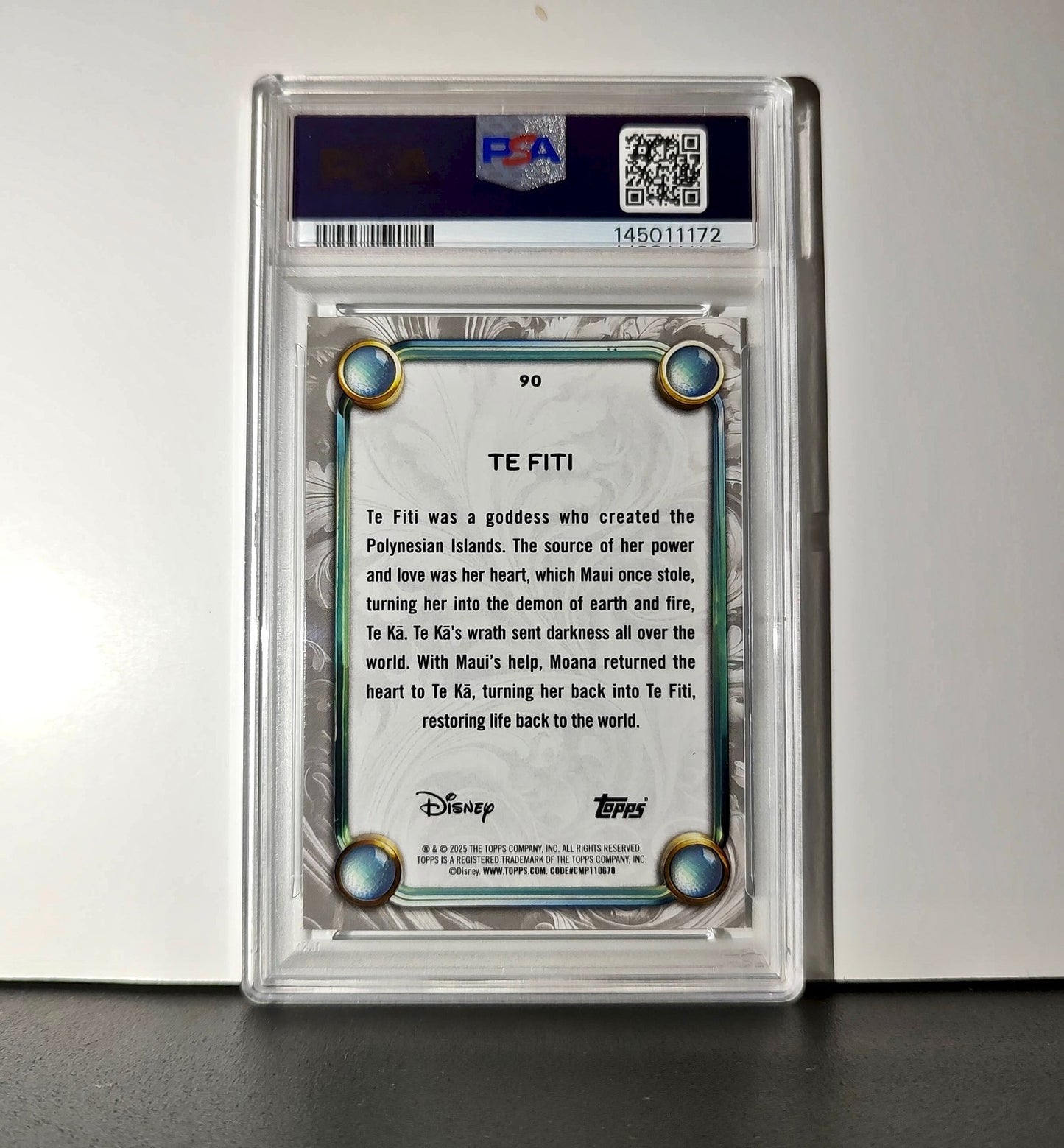 Te Fiti 2025 Topps Disney Wonder #90 Winter Variant Card Moana PSA 8