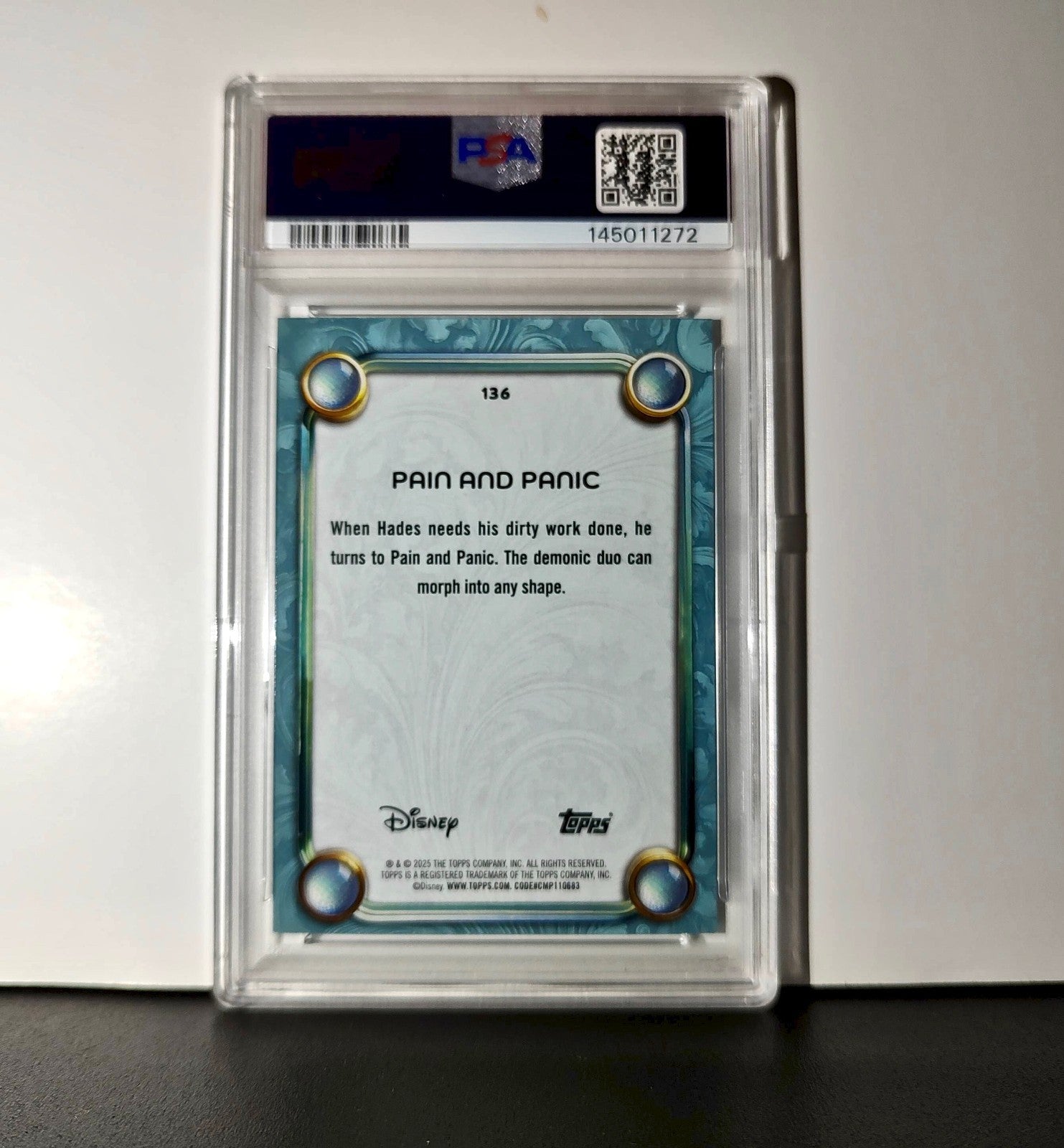 Pain and Panic 2025 Topps Disney Wonder #136 Diamond Card Hercules PSA 6