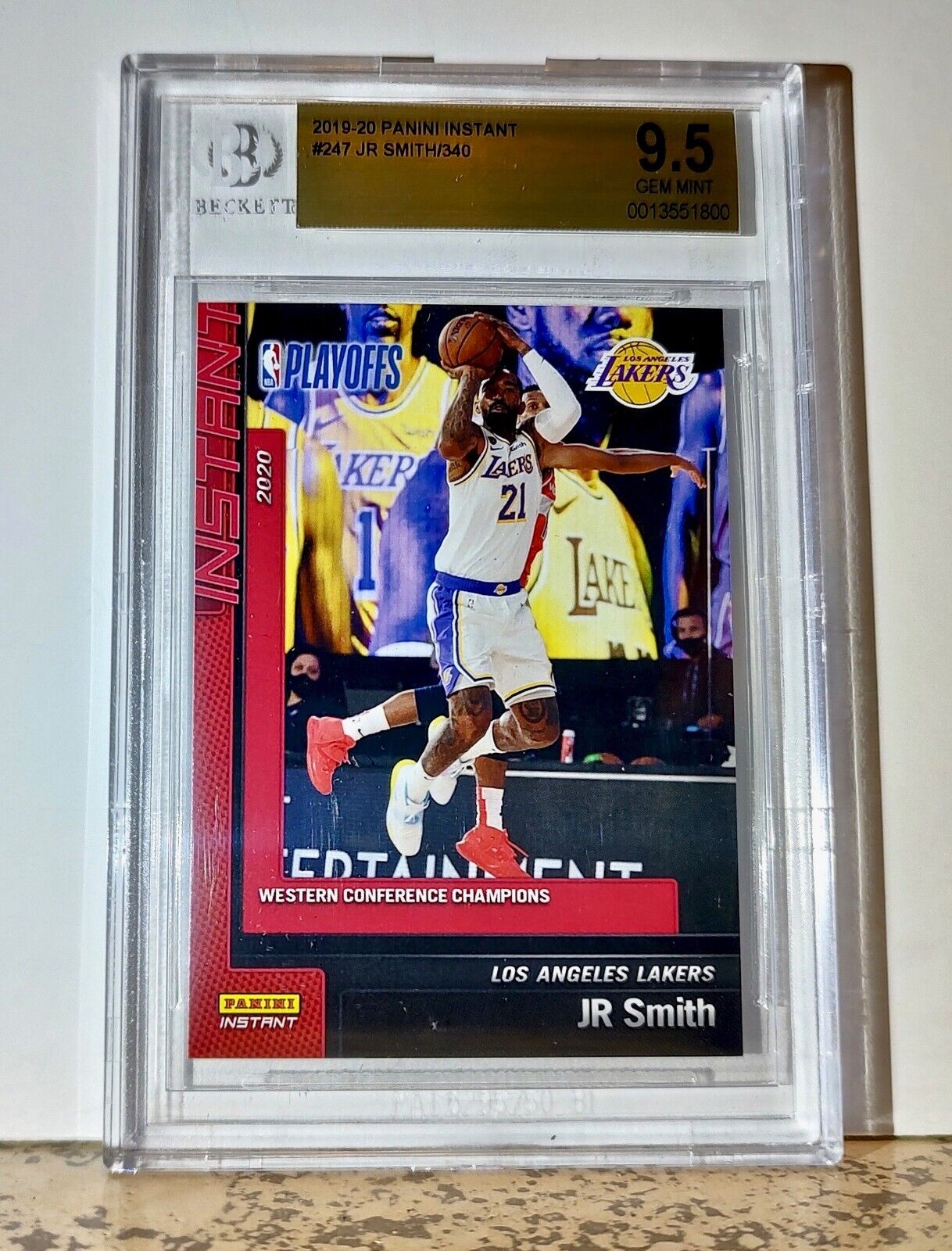 JR Smith 2019-20 Panini NBA #247 Card 1 of 340 BGS 9.5 Gem Mint LA Lakers