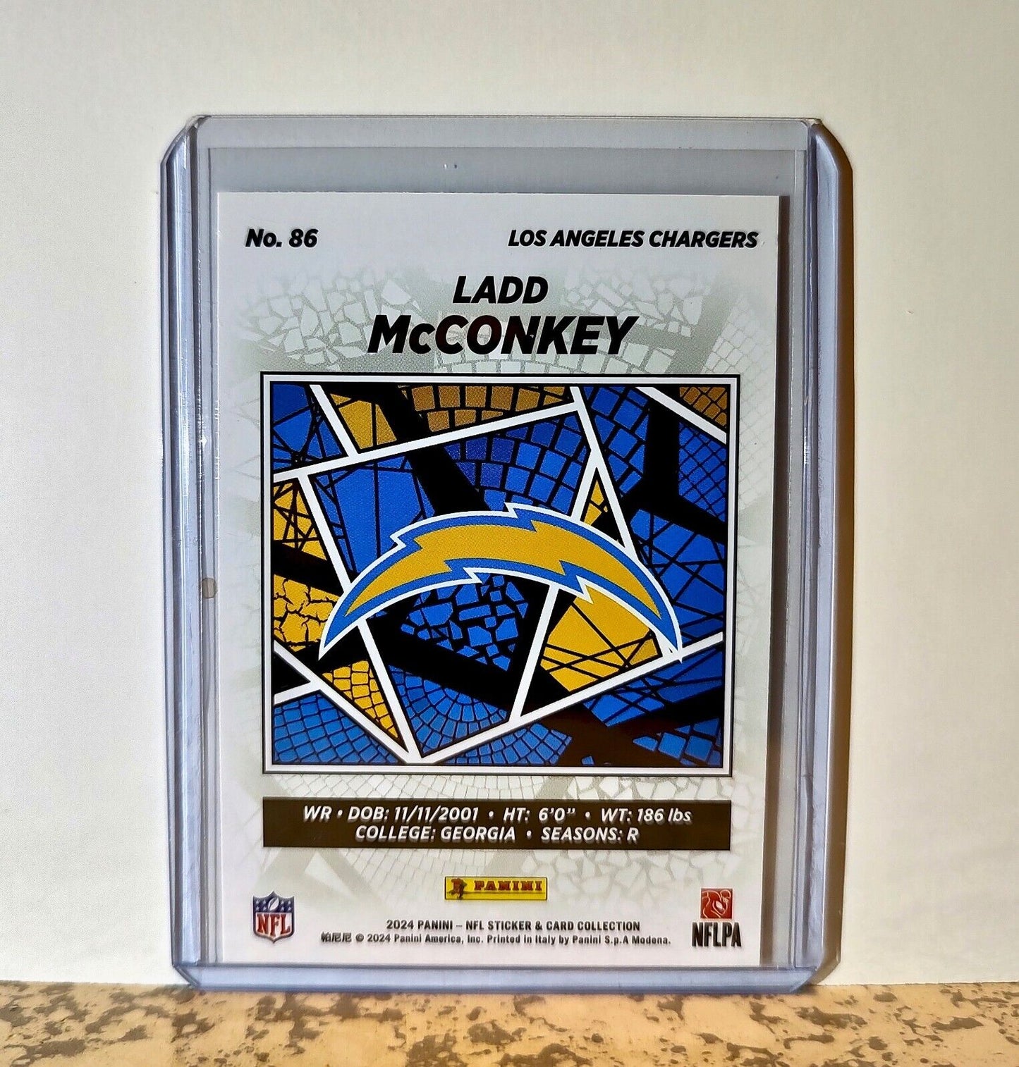 Ladd McConkey 2024 Panini NFL #86 Silver Foil Rookie Sticker Card LA Chargers