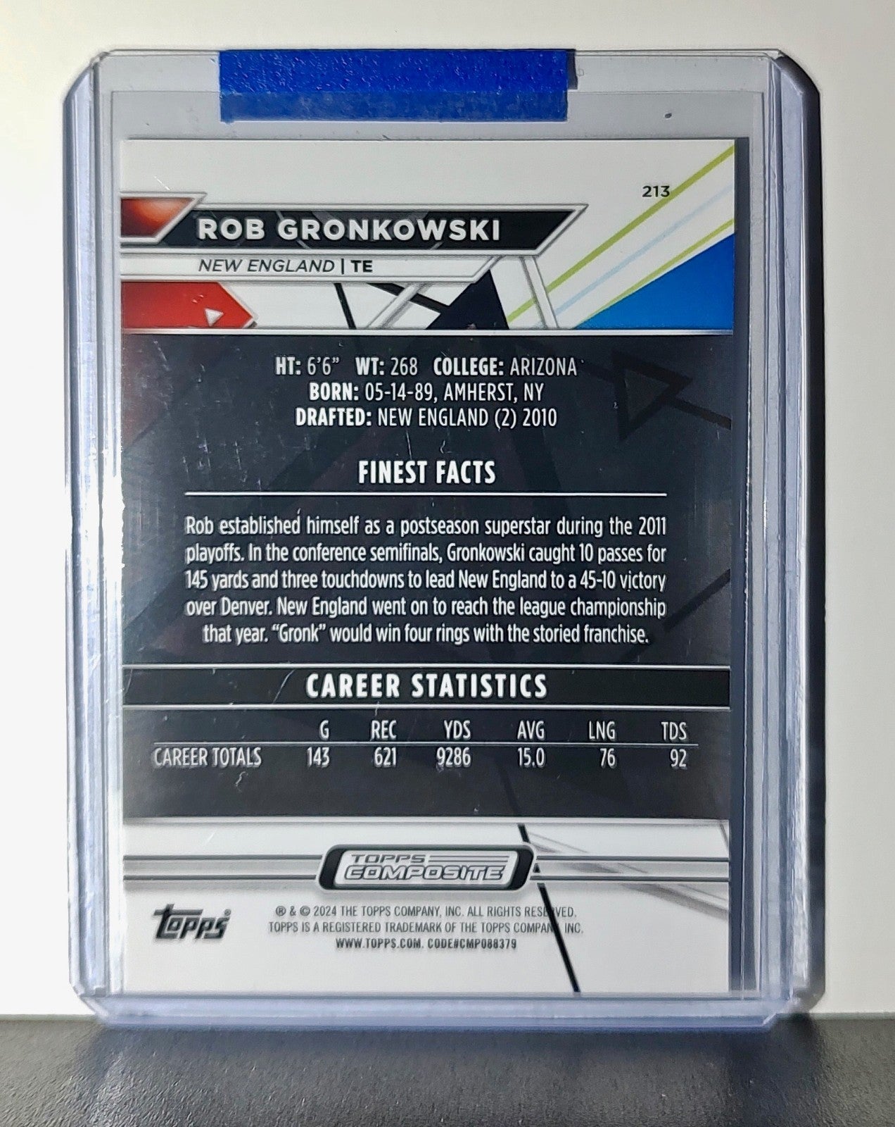 Rob Gronkowski 2023 Topps Finest NFL #213 Football Card New England Patriots
