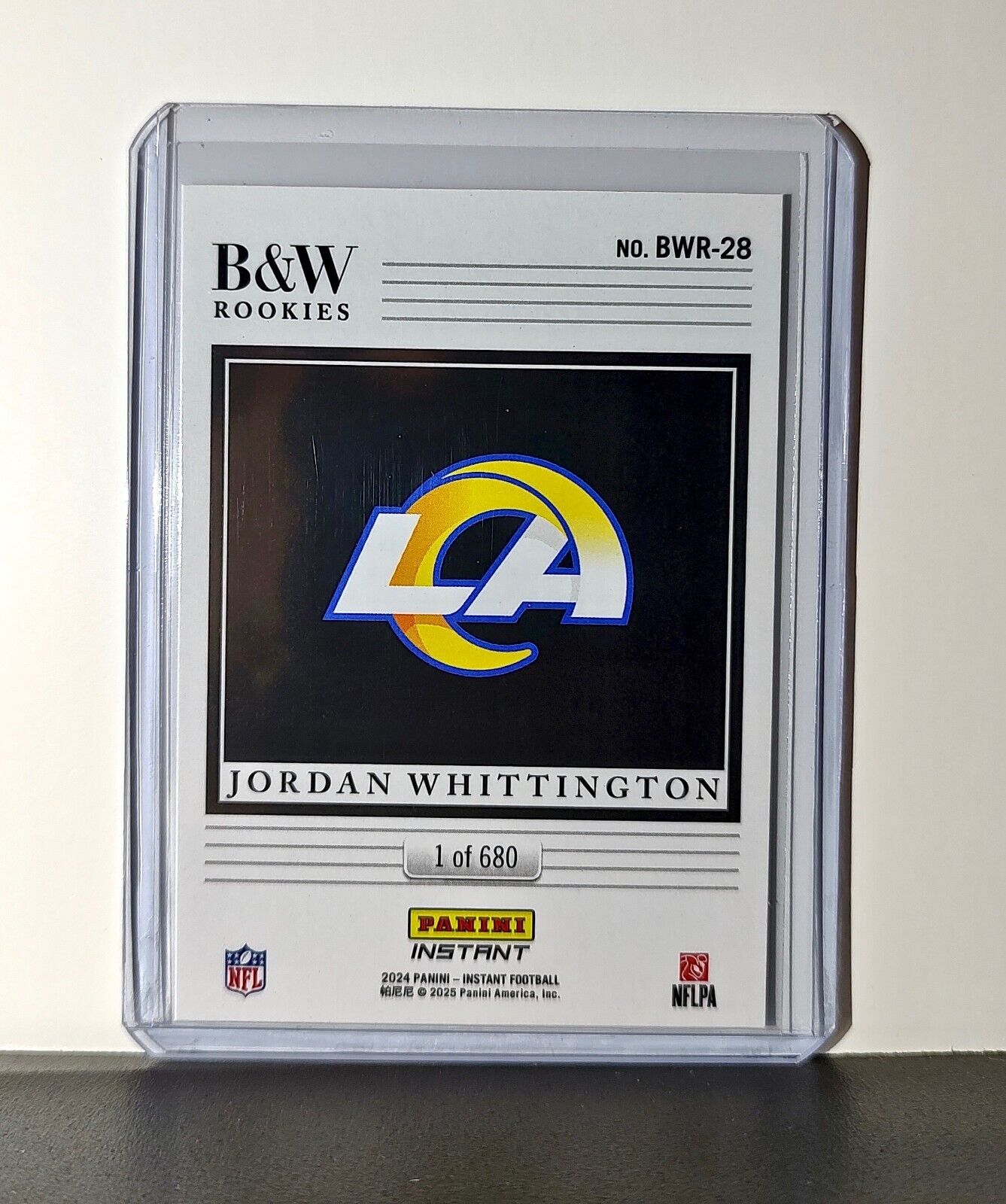 Jordan Whittington 2024 Panini NFL #28 Black & White Rookies Card Rams 1 of 680