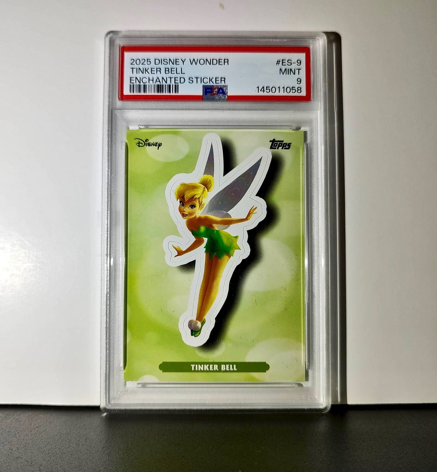 Tinker Bell 2025 Topps Disney #ES-9 Enchanted Sticker Card Peter Pan PSA 9 MT