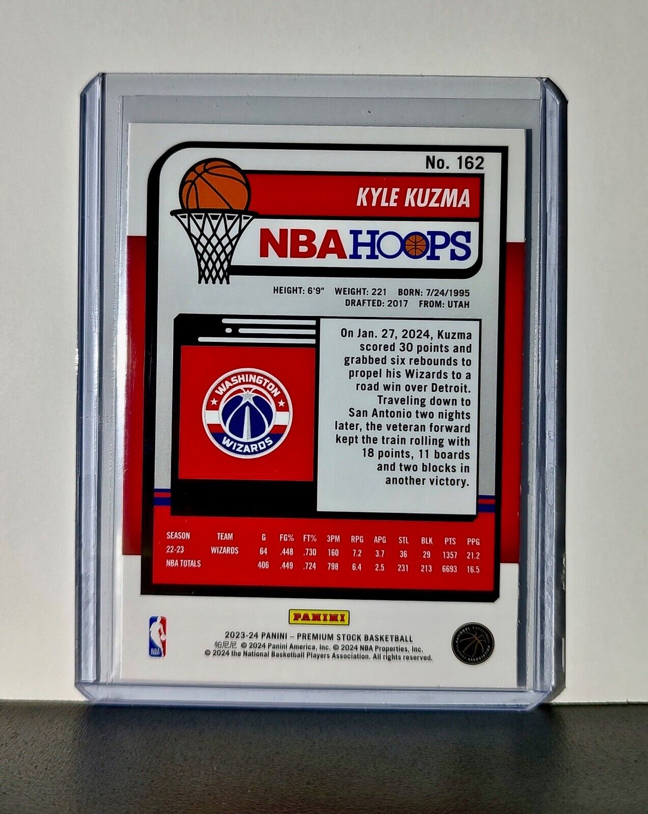 Kyle Kuzma 2023-24 Panini Premium Stock NBA Hoops #162 Card Washington Wizards