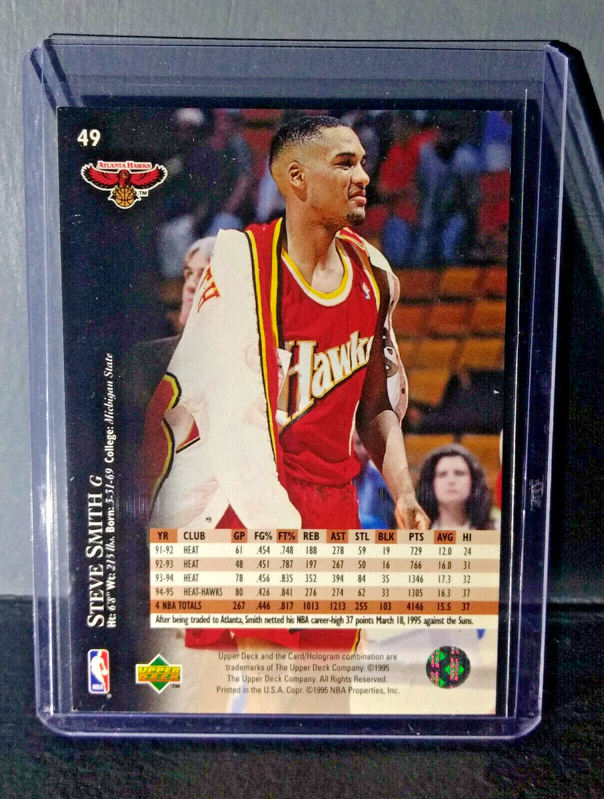 1995-96 Upper Deck Steve Smith #49 Basketball Card