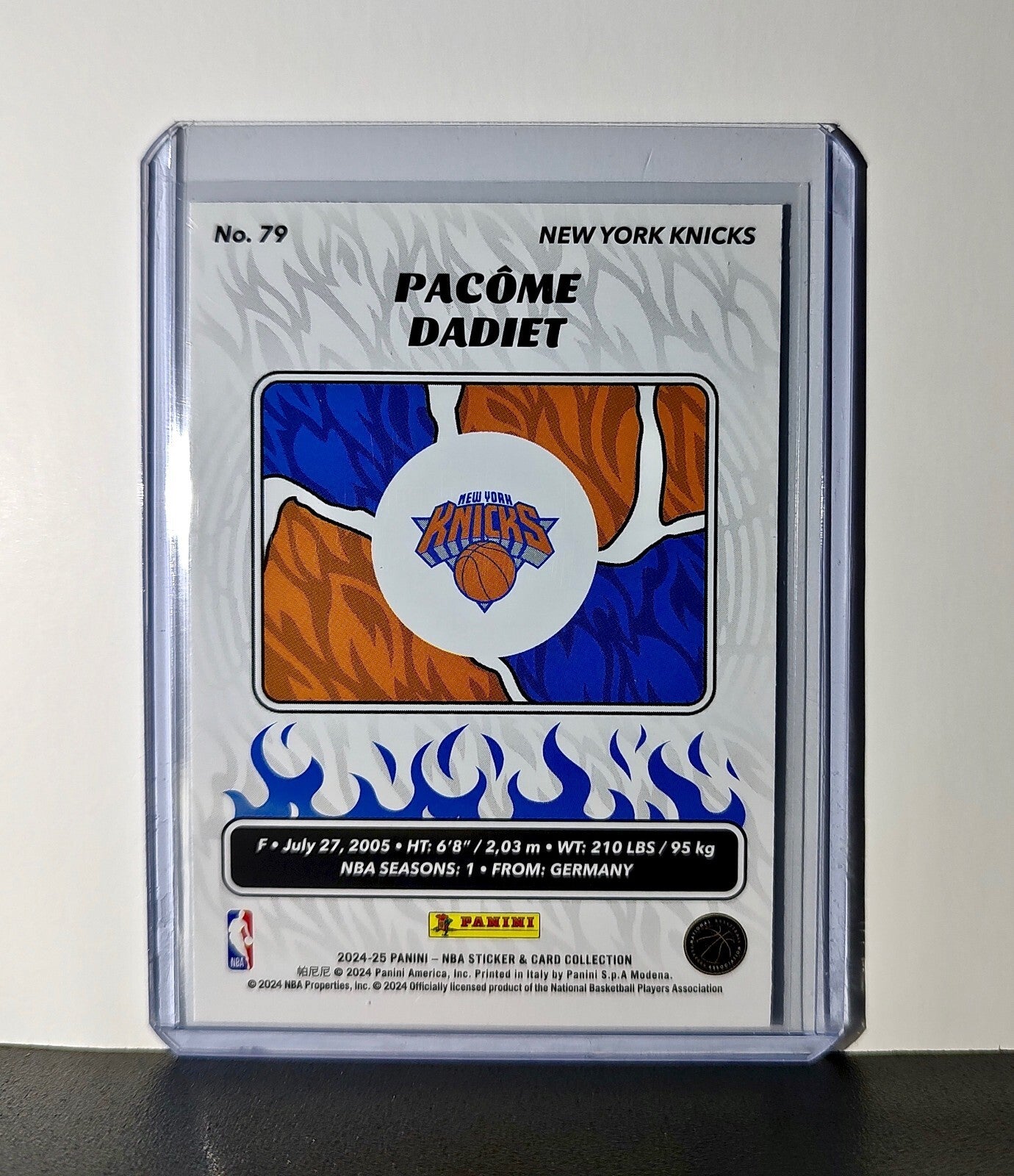 Pacome Dadiet Rookie 2024-25 Panini NBA #79 Sticker Card New York Knicks
