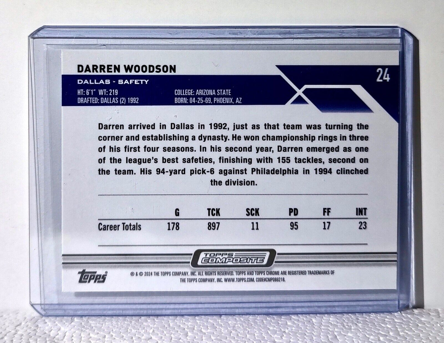 Darren Woodson 2023 Topps Chrome NFL #24 Composite Football Card Dallas Cowboys