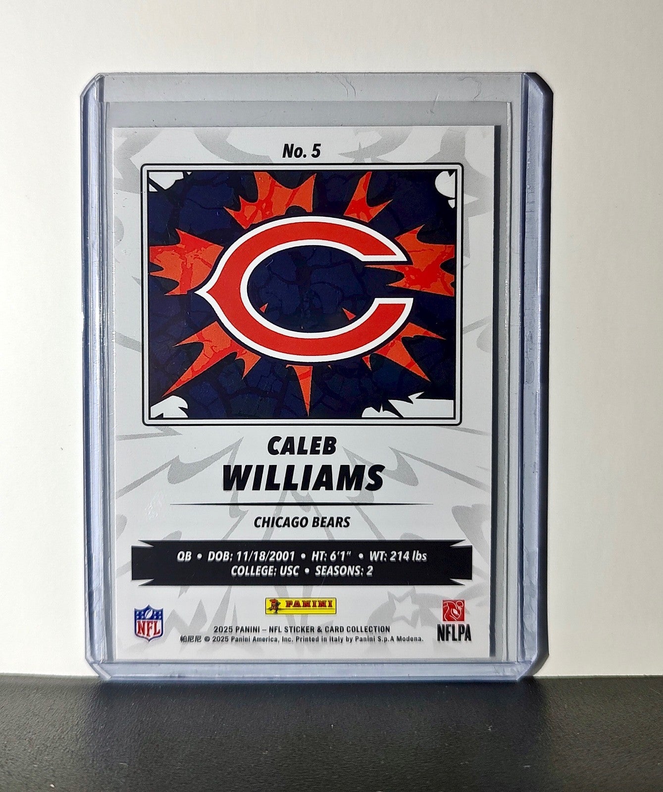 Caleb Williams 2025 Panini NFL #5 Sticker Card Chicago Bears