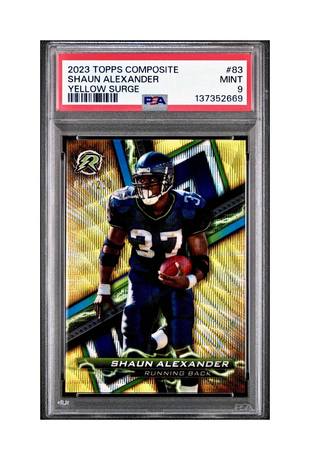Shaun Alexander 2023 Topps Resurgence 071/200 #83 Yellow Surge PSA 9 Mint
