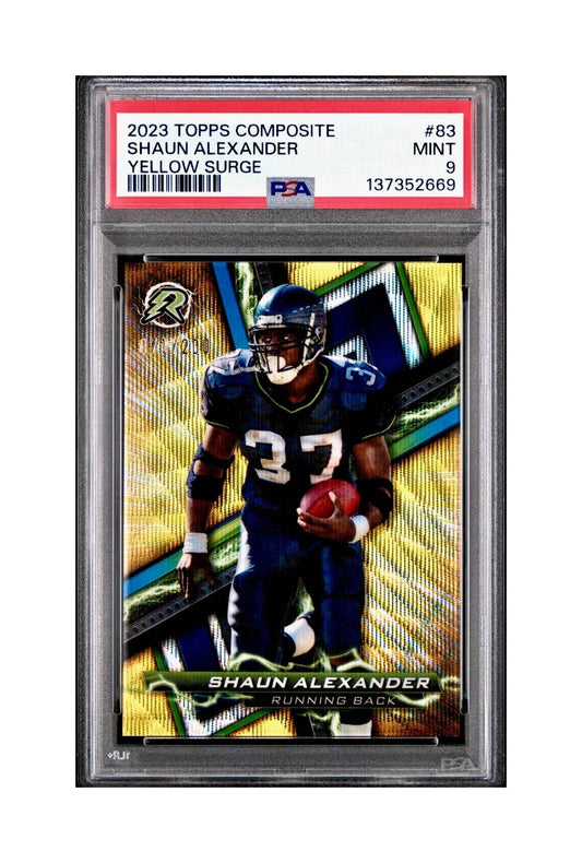 Shaun Alexander 2023 Topps Resurgence 071/200 #83 Yellow Surge PSA 9 Mint