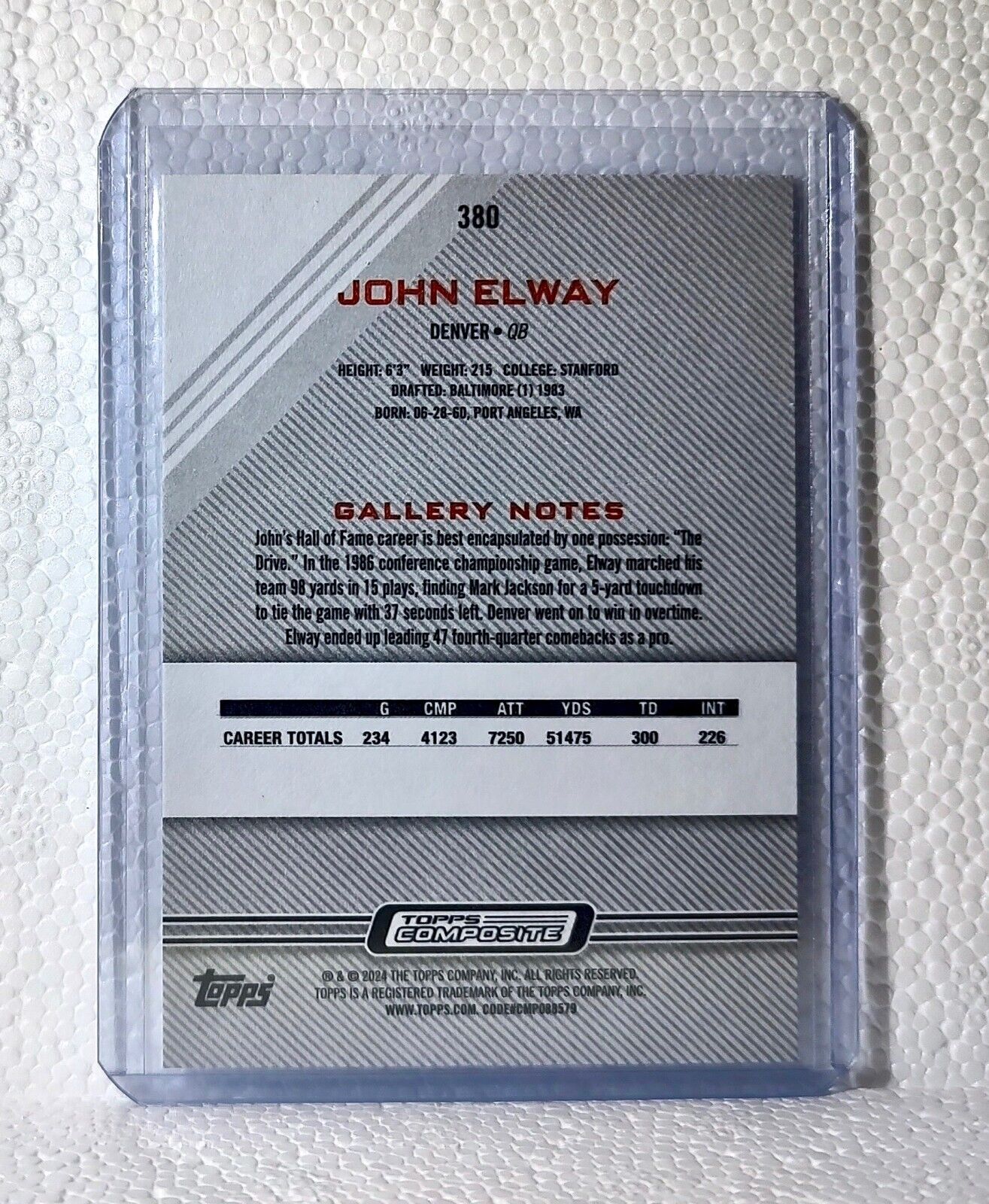 2023 John Elway Topps Gallery NFL #380 Composite Football Card Denver Broncos