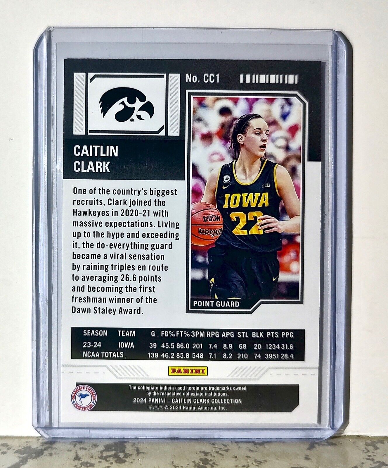 2023-24 Caitlin Clark Panini Contenders #CC1 Season Ticket Card Iowa Hawkeyes