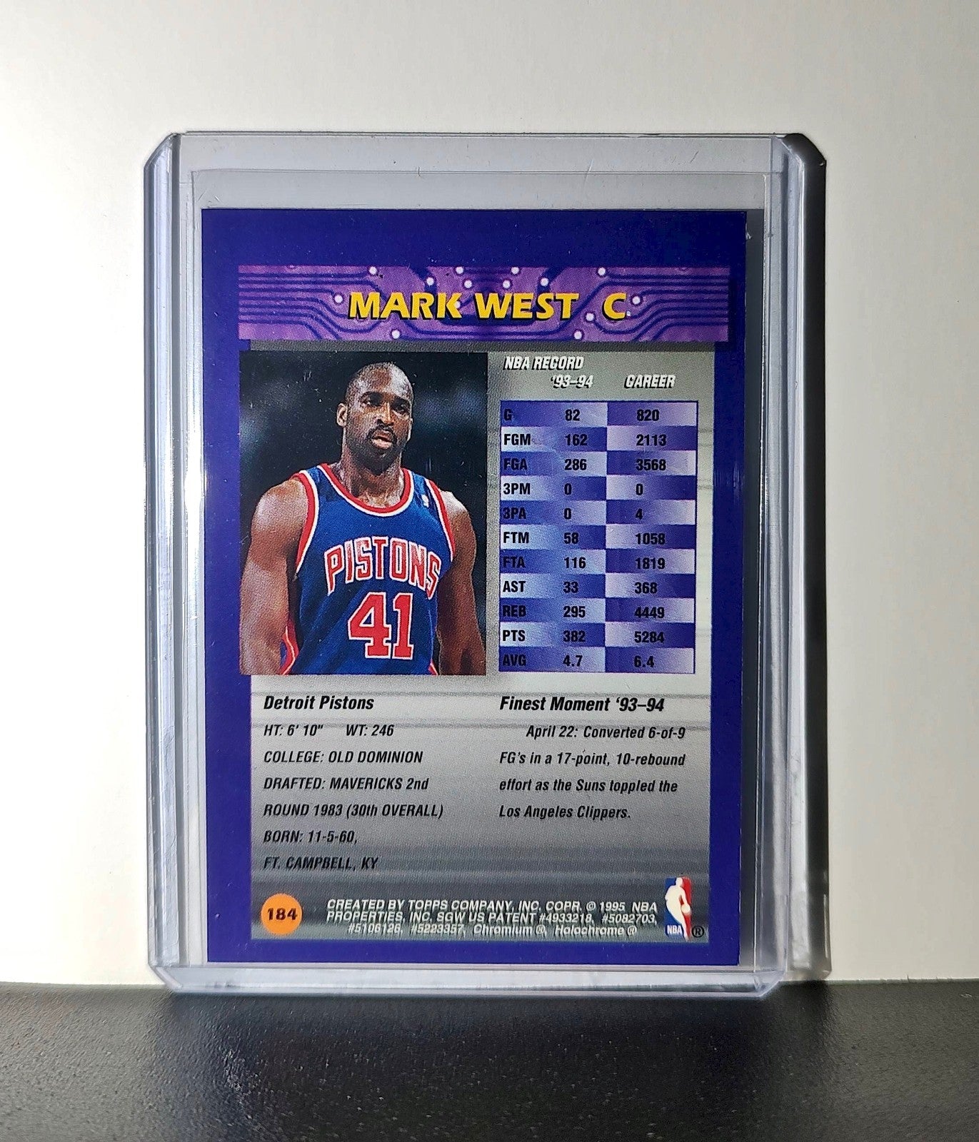 Mark West 1994-95 Topps Finest #184 Basketball Card