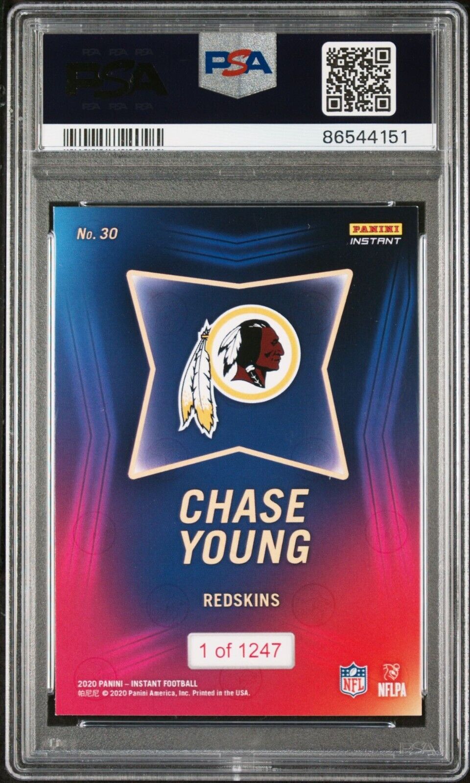 Chase Young 2020 Panini NFL Instant Draft Night #30 Rookie Card PSA 9 Mint