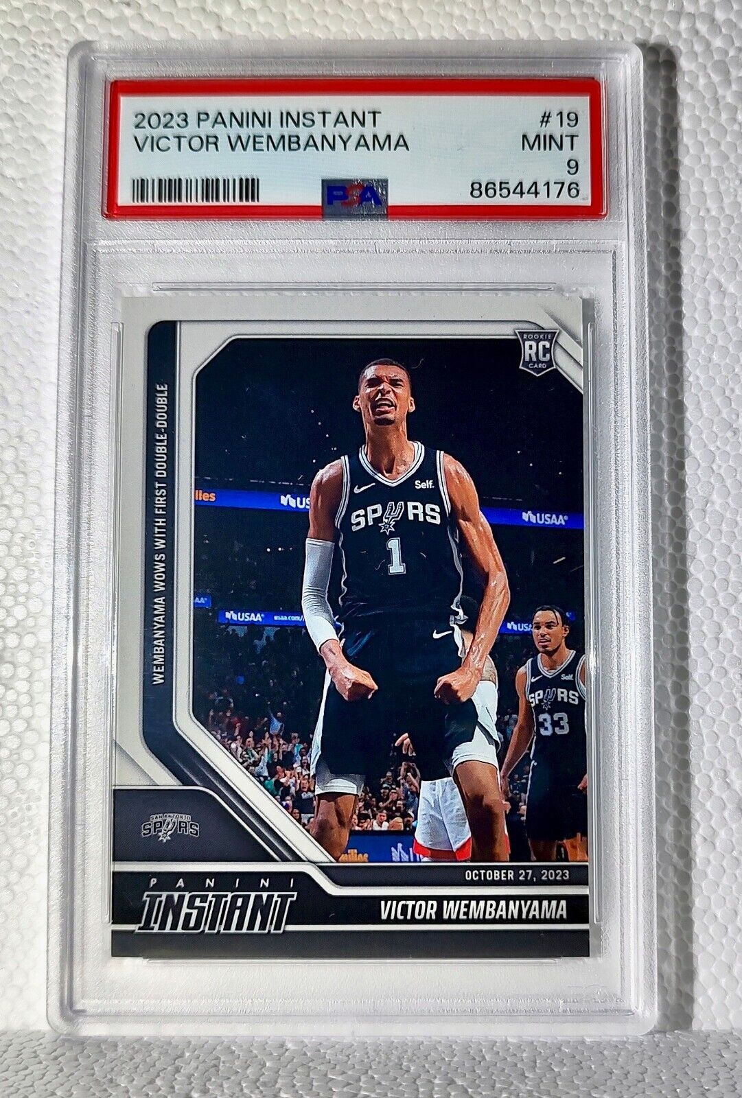 Victor Wembanyama 2023-24 Panini #19 NBA Rookie Card Spurs 1 of 18095 PSA 9 Mint