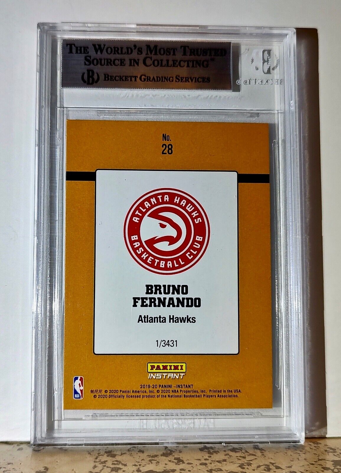 Bruno Fernando 2019-20 Panini NBA #28 Rated Rookies Card 1/3431 BGS 9 Mint Hawks