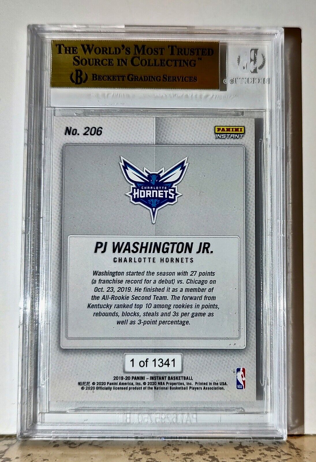 PJ Washington Jr 2019-20 Panini NBA #206 Rookie 1 of 1341 BGS 9.5 Gem Hornets