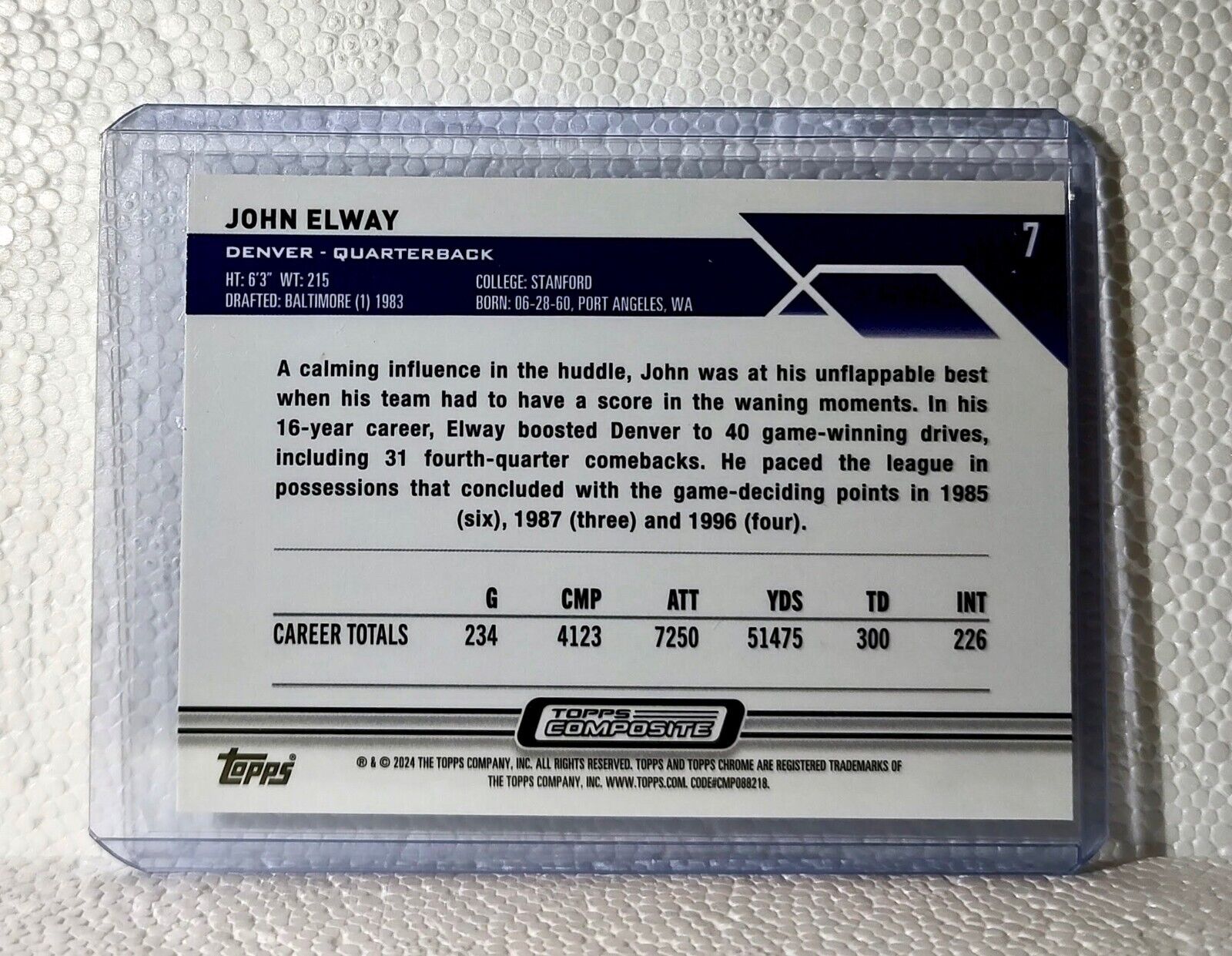 John Elway 2023 Topps Chrome NFL #7 Composite Football Card Denver Broncos