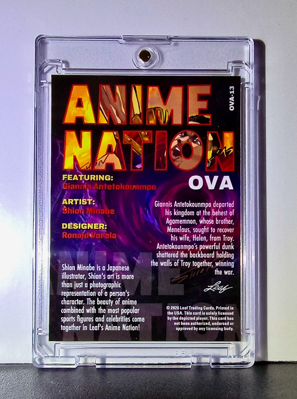 Giannis Antetokounmpo 2026 NBA Leaf Anime Nation #OVA-13 Basketball Card Heat