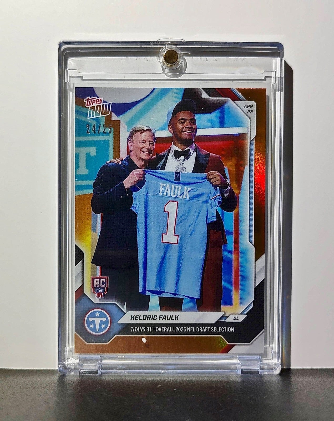 Keldric Faulk Rookie 2026 Topps Now Draft Night #KFAU Orange Foil 24/25 Card