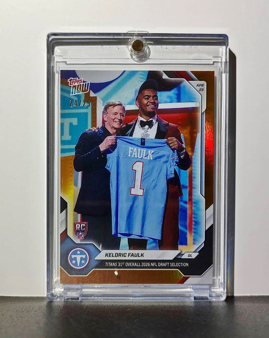 Keldric Faulk Rookie 2026 Topps Now Draft Night #KFAU Orange Foil 24/25 Card