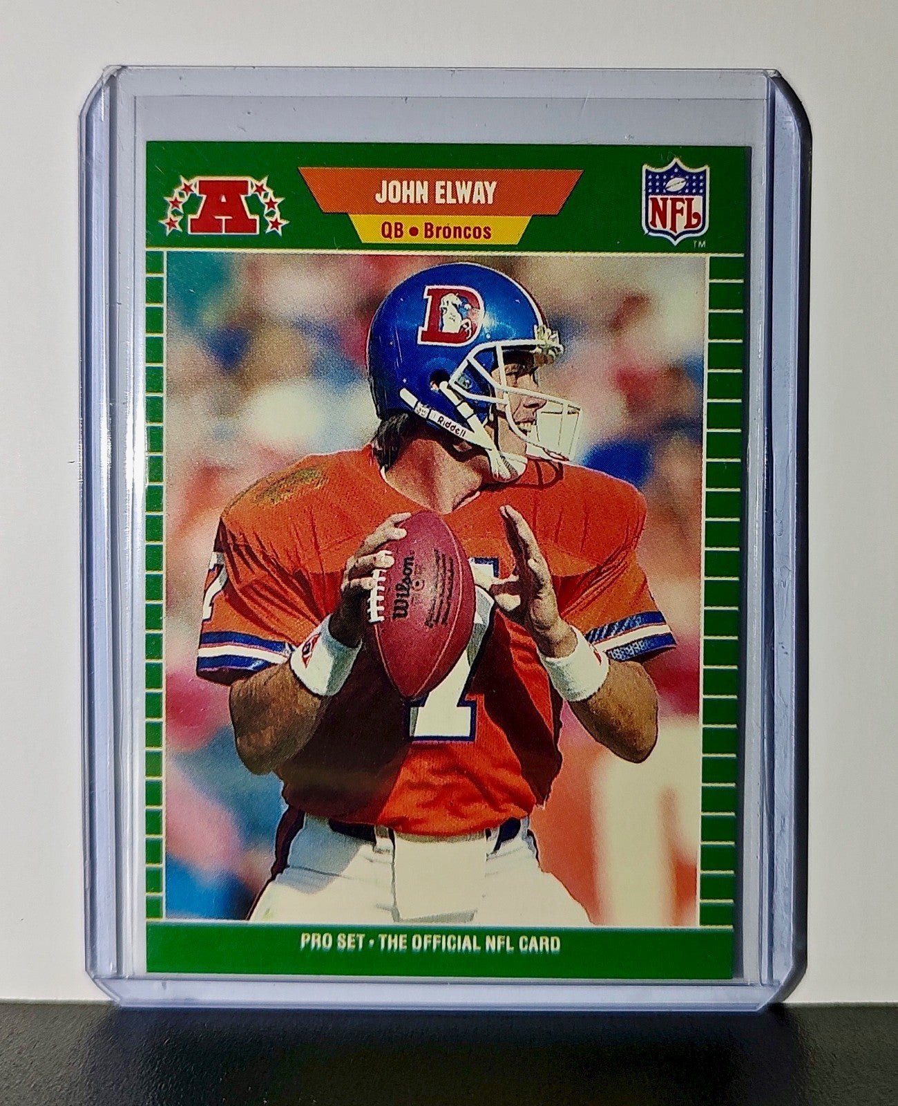 John Elway 1989 Pro Set NFL #100 Card Denver Broncos Acquired trade, '83" error