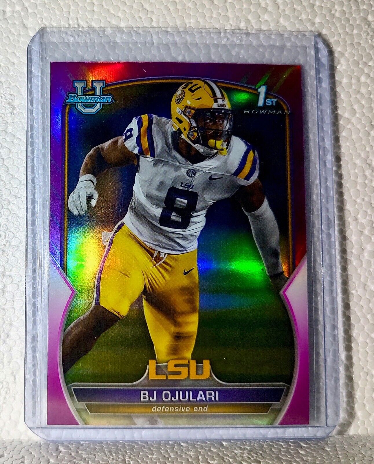 BJ Ojulari 2022 Topps 1st Bowman U Football #58 Pink Refractor Card LSU