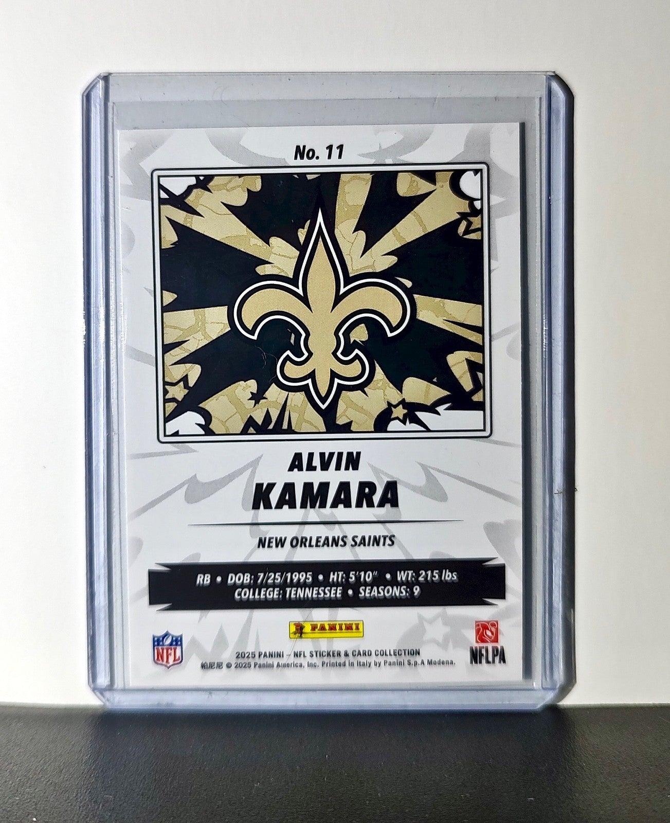 Alvin Kamara 2025 Panini NFL #11 Sticker Card New Orleans Saints
