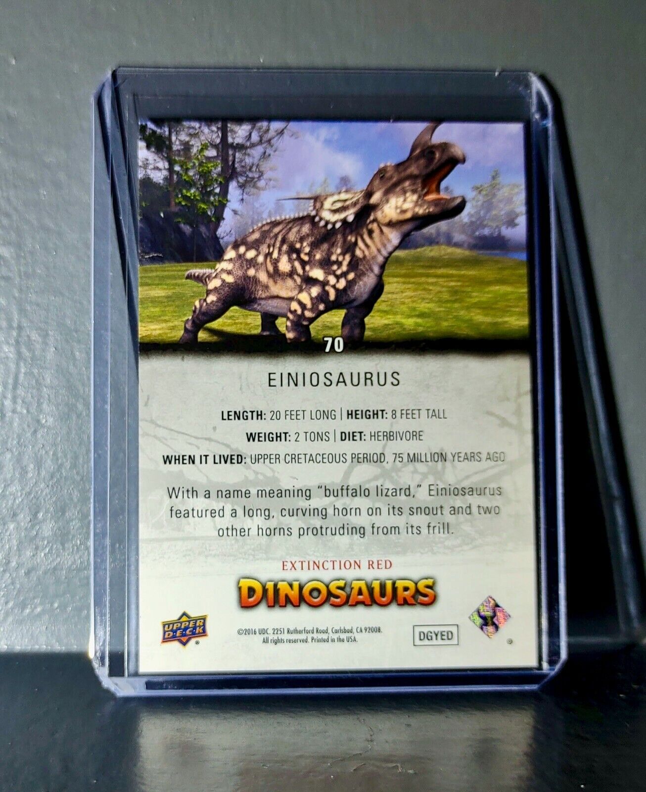 2015 Upper Deck Dinosaurs Einiosaurus Extinction Red Parallel #70 Card