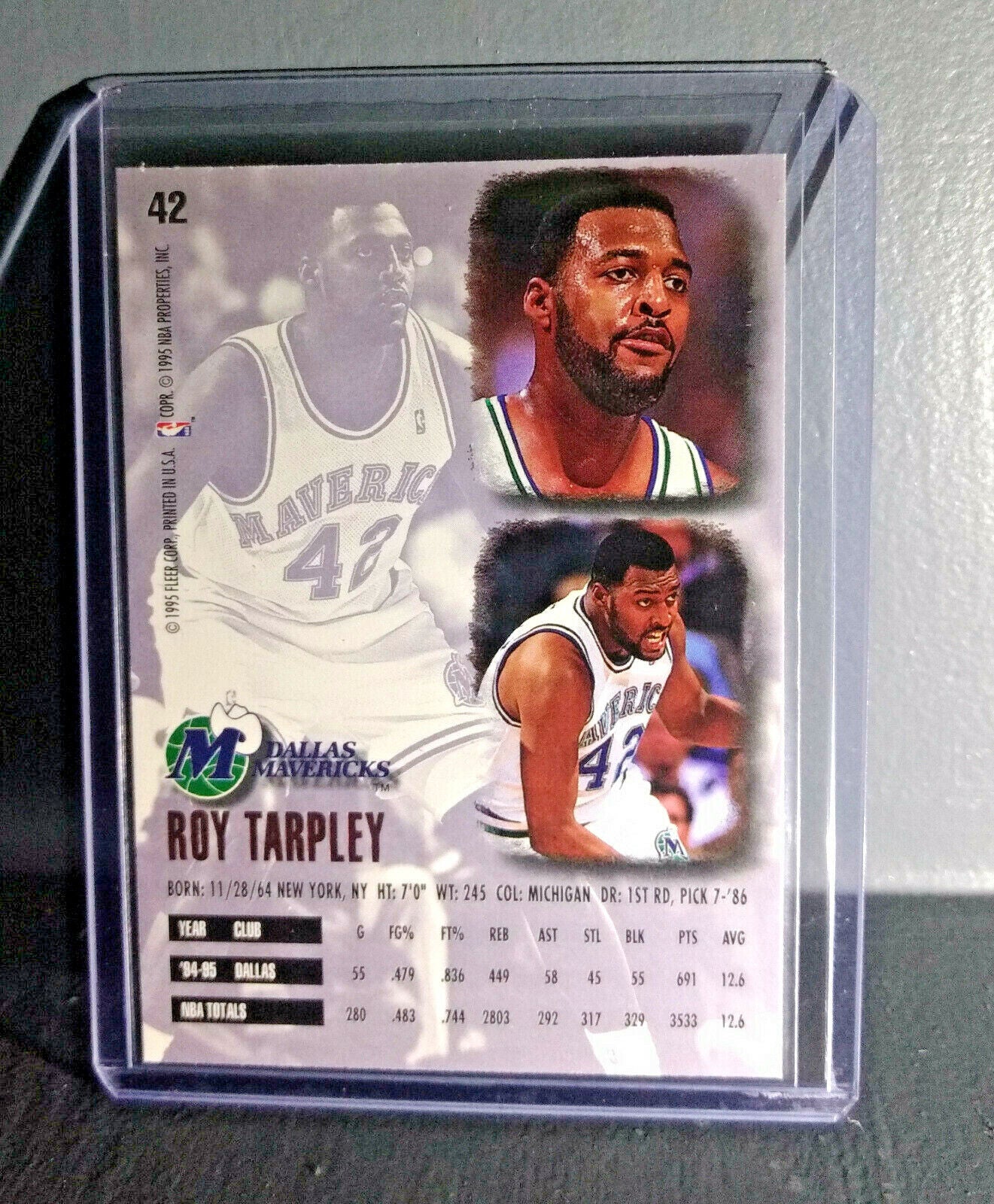1995-96 Roy Tarpley Fleer Ultra #42 Basketball Card