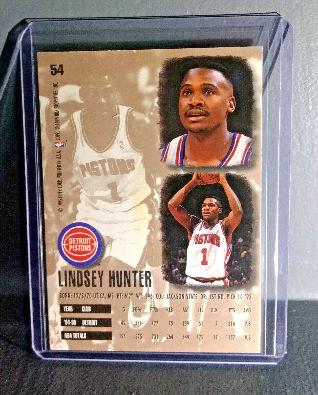 1995-96 Lindsey Hunter Fleer Ultra #54 Basketball Card