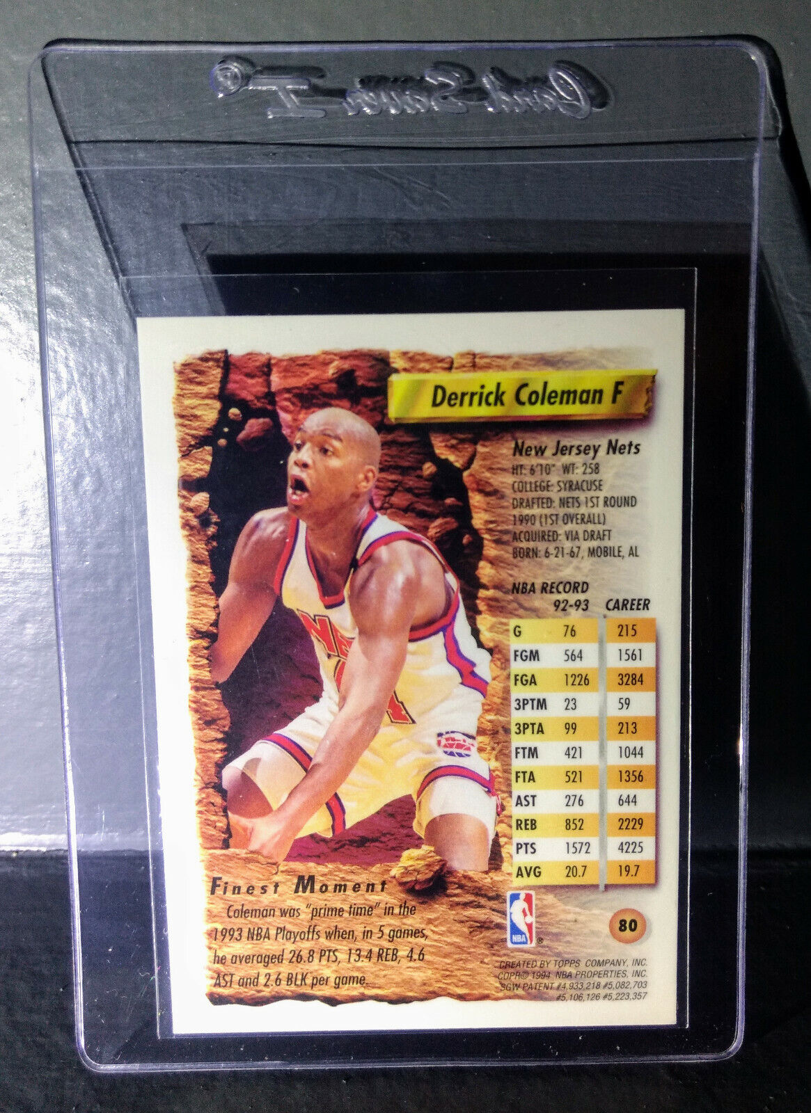 1993-94 Topps Finest Derrick Coleman #80 Basketball Card