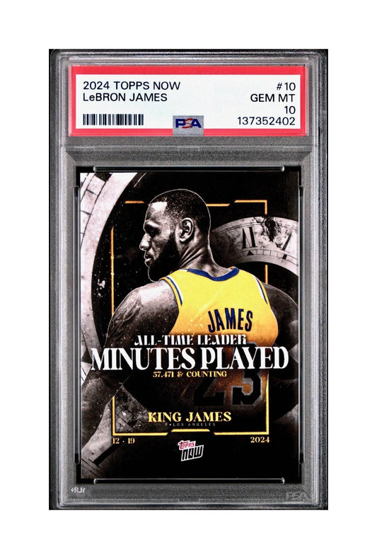LeBron James 2024 Topps Now #10 All-Time Leader Minutes Played PSA 10 Gem Mint