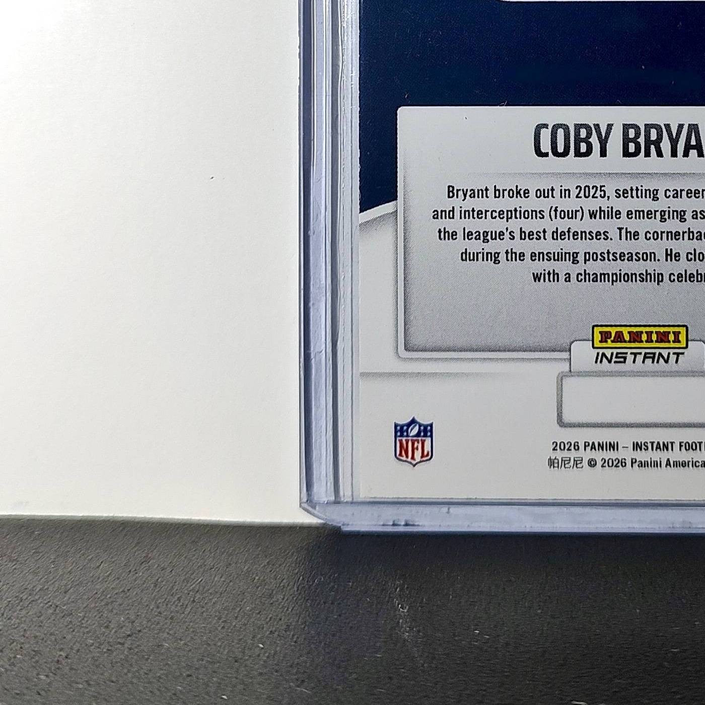 Coby Bryant 2026 Panini NFL Super Bowl LIX Champions #25 Card Seattle Seahawks