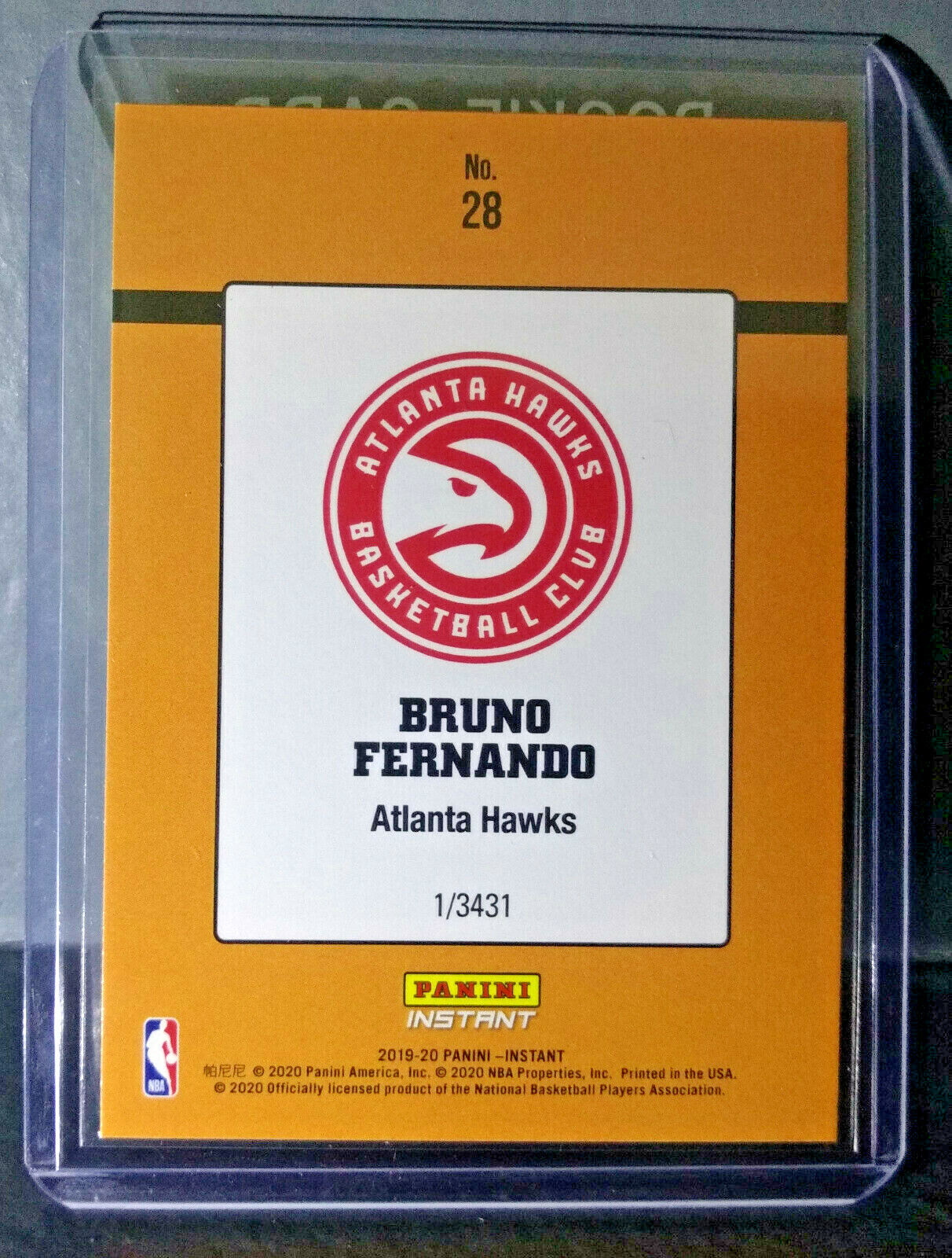 Bruno Fernando 2019-20 Panini NBA #28 Rated Rookie Retro Card 1/3431